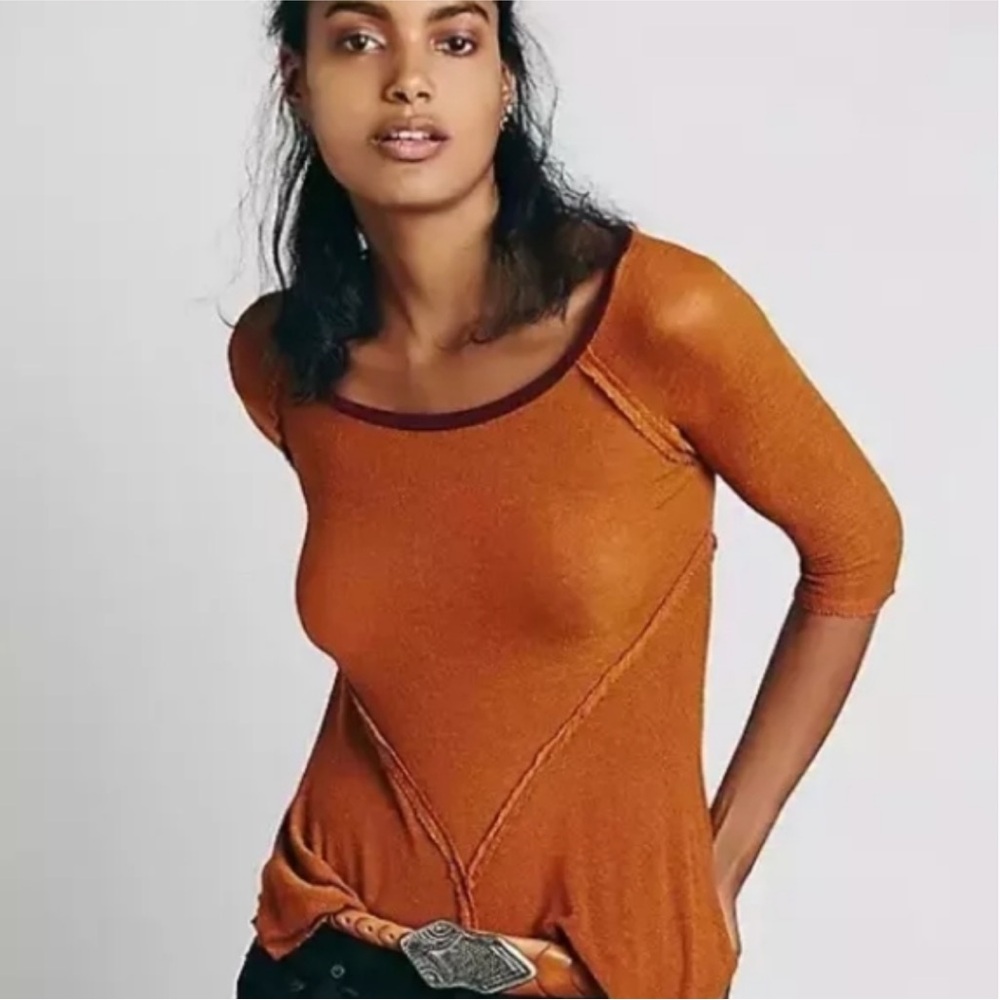 Intimately Free People Rust Orange ‘Weekends Layering Top’ - Picture 2 of 8